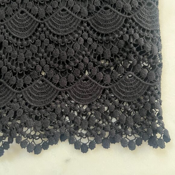 $79 MNG by Mango Black Lace Skirt Women’s Medium Lined Cotton, Zip Back, Elegant - Picture 5 of 8